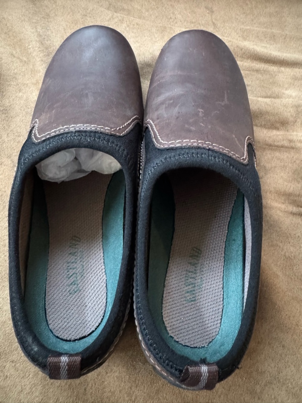 Eastland Brown Leather Slip-On Clog Mules - Picture 3 of 4